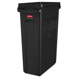 Rubbermaid Commercial Slim Jim Receptacle with Venting Channels, Rectangular, Plastic, 23 gal, Black