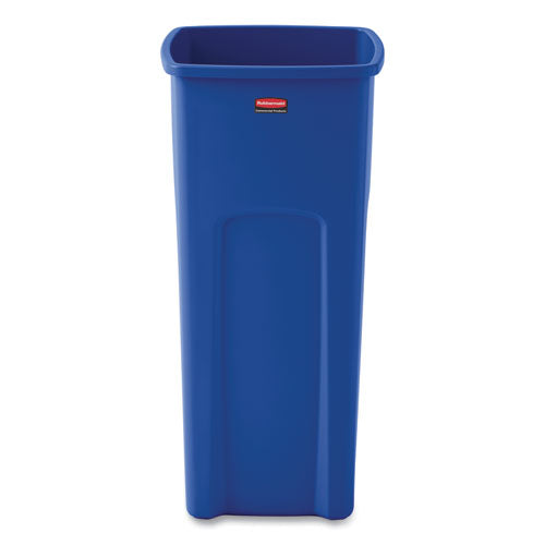 Rubbermaid Commercial Recycled Untouchable Square Recycling Container, Plastic, 23 gal, Blue