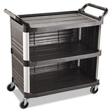 Rubbermaid Commercial Xtra Utility Cart, 300-lb Capacity, Three-Shelf, 20w x 40.63d x 37.8h, Black