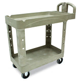 Rubbermaid Commercial Heavy-Duty Utility Cart, Two-Shelf, 17.13w x 38.5d x 38.88h, Beige