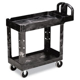 Rubbermaid Commercial Heavy-Duty Utility Cart, Two-Shelf, 17.13w x 38.5d x 38.88h, Black