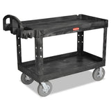Rubbermaid Commercial Heavy-Duty 2-Shelf Utility Cart, TPR Casters, 26w x 55d x 33.25h, Black