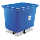 Rubbermaid Commercial Recycling Cube Truck, Rectangular, Polyethylene, 500 lb Capacity, Blue
