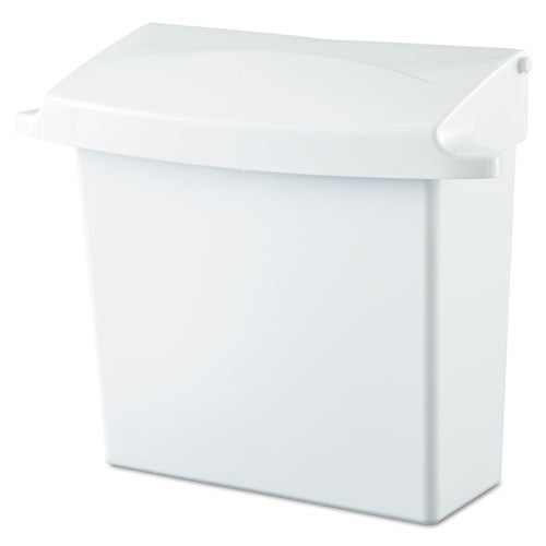 Rubbermaid Commercial Sanitary Napkin Receptacle with Rigid Liner, Rectangular, Plastic, White