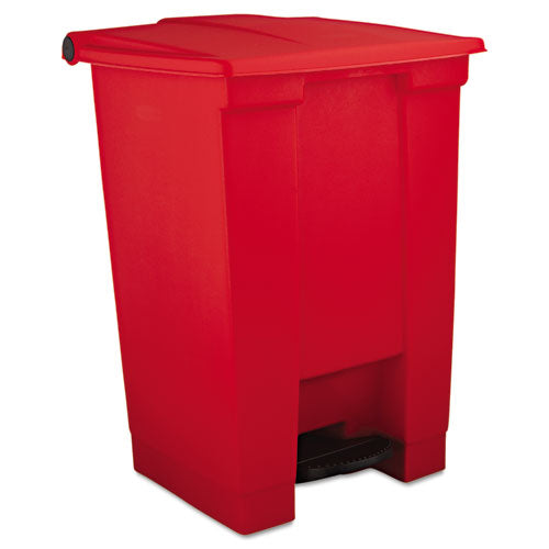 Rubbermaid Commercial Indoor Utility Step-On Waste Container, Square, Plastic, 12 gal, Red