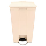 Rubbermaid Commercial Step-On Receptacle with Wheels, Rectangular, Polyethylene, 23 gal, Beige