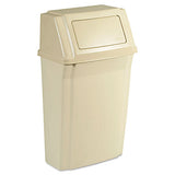Rubbermaid Commercial Slim Jim Wall-Mounted Container, Rectangular, Plastic, 15 gal, Beige