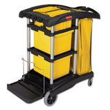 Rubbermaid Commercial HYGEN HYGEN M-fiber Healthcare Cleaning Cart, 22w x 48.25d x 44h, Black/Yellow/Silver