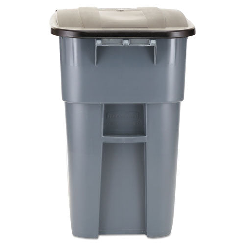 Rubbermaid Commercial Brute Rollout Container, Square, Plastic, 50 gal, Gray