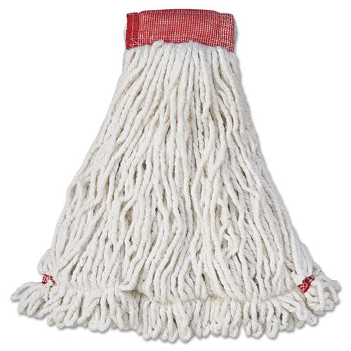 Rubbermaid Commercial Web Foot Wet Mop Head, Shrinkless, Cotton/Synthetic, White, Large, 6/Carton
