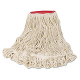 Rubbermaid Commercial Super Stitch Looped-End Wet Mop Head, Cotton/Synthetic, Large Size, Red/White