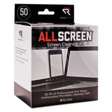 Read Right AllScreen Screen Cleaning Kit, 50 Individually Wrapped Presaturated Wipes, 1 Microfiber Cloth/Box