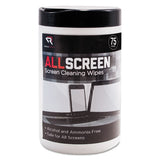 Read Right AllScreen Screen Cleaning Wipes, 6 x 6, White, 75/Tub