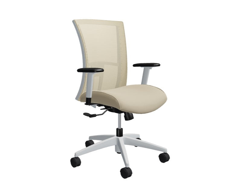Global Vion – Sleek Rope Mesh Medium Back Tilter Task Chair in Vinyl for the Modern Office, Home and Business
