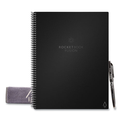Rocketbook Fusion Smart Notebook, Seven Assorted Page Formats, Black Cover, 11 x 8.5, 21 Sheets