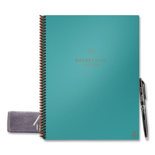 Rocketbook Fusion Smart Notebook, Seven Assorted Page Formats, Teal Cover, 11 x 8.5, 21 Sheets