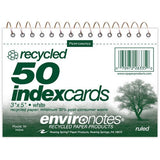 Roaring Spring Environotes Ruled Lined Perforated Spiralbound Recycled Index Cards - 28335