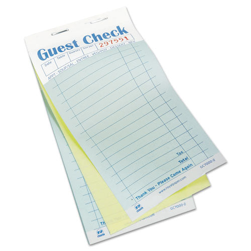 AmerCareRoyal Guest Check Book, Two-Part Carbonless, 3.6 x 6.7, 1/Page, 50/Book, 50 Books/Carton