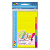 Redi-Tag Index Sticky Notes, 6-Tab Sets, Note Ruled, 4" x 6", Assorted Colors, 60 Sheets/Set, 2 Sets/Pack
