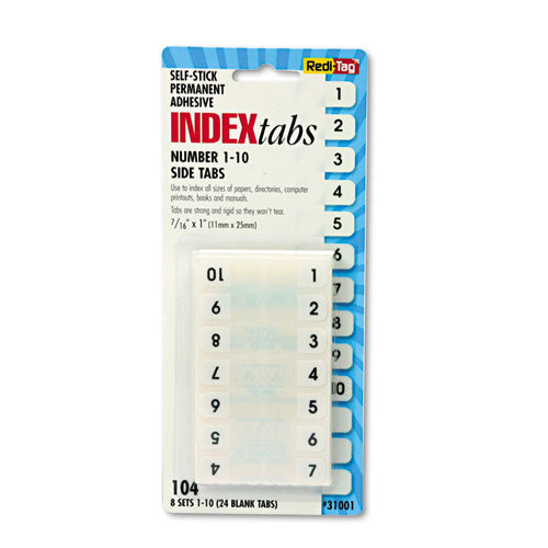 Redi-Tag Legal Index Tabs, 1/12-Cut Tabs, 1-10, White, 0.44" Wide, 104/Pack