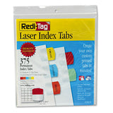 Redi-Tag Inkjet Printable Index Tabs, 1/5-Cut Tabs, Assorted Colors, 1.13" Wide, 375/Pack