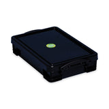 Really Useful Box 4.23 Qt. Latch Lid Storage Tote, 15.55" x 10.04" x 3.46", Solid Black