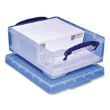 Really Useful Box Snap-Lid Storage Bin, 2.14 gal, 11" x 14" x 5", Clear/Blue