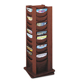 Safco Rotary Display, 48 Compartments, 17.75w x 17.75d x 49.5h, Mahogany