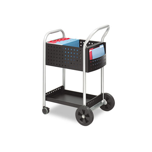 Safco Scoot Mail Cart, One-Shelf, 22w x 27d x 40.5h, Black/Silver