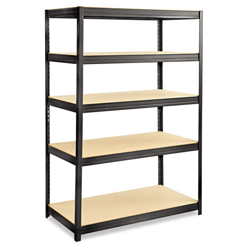 Safco Boltless Steel/Particleboard Shelving, Five-Shelf, 48w x 24d x 72h, Black