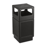 Safco Canmeleon Side-Open Receptacle, Square, Polyethylene, 38 gal, Textured Black