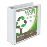Samsill Earth's Choice Biobased Round Ring View Binder, 3 Rings, 4" Capacity, 11 x 8.5, White