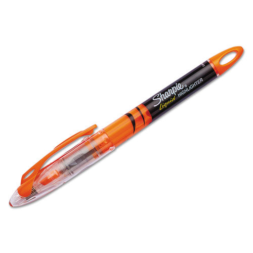 Sharpie Liquid Pen Style Highlighters, Fluorescent Orange Ink, Chisel Tip, Orange/Black/Clear Barrel, Dozen