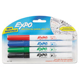 EXPO Low-Odor Dry-Erase Marker, Extra-Fine Needle Tip, Assorted Colors, 4/Pack