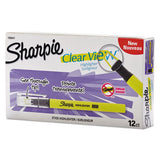 Sharpie Clearview Pen-Style Highlighter, Fluorescent Yellow Ink, Chisel Tip, Yellow/Black/Clear Barrel, Dozen