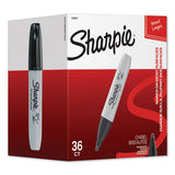 Sharpie Chisel Tip Permanent Marker, Broad Chisel Tip, Black, 36/Pack