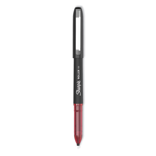 Sharpie Roller Professional Design Roller Ball Pen, Stick, Fine 0.5 mm, Red Ink, Black Barrel, Dozen