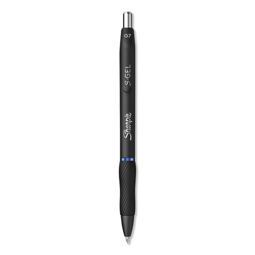 Sharpie S-Gel S-Gel High-Performance Gel Pen, Retractable, Medium 0.7 mm, Blue Ink, Black Barrel, Dozen