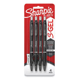 Sharpie S-Gel S-Gel High-Performance Gel Pen, Retractable, Bold 1 mm, Black Ink, Black Barrel, 4/Pack