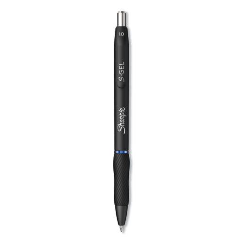 Sharpie S-Gel S-Gel High-Performance Gel Pen, Retractable, Bold 1 mm, Blue Ink, Black Barrel, Dozen