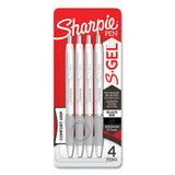 Sharpie S-Gel S-Gel Fashion Barrel Gel Pen, Retractable, Medium 0.7 mm, Black Ink, Pearl White Barrel, 4/Pack