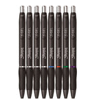 Sharpie S-Gel S-Gel High-Performance Gel Pen, Retractable, Medium 0.7 mm, Five Assorted Ink Colors, Black Barrel, 8/Pack
