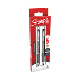 Sharpie S-Gel S-Gel Premium Metal Barrel Gel Pen, Retractable, Medium 0.7 mm, Black Ink, Black Barrel, 2/Pack
