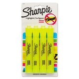 Sharpie Tank Style Highlighters, Fluorescent Yellow Ink, Chisel Tip, Yellow Barrel, 4/Set