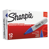 Sharpie Chisel Tip Permanent Marker, Medium Chisel Tip, Blue, Dozen