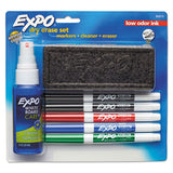 EXPO Dry Erase Marker, Eraser and Cleaner Kit, Fine Bullet Tip, Assorted Colors, 5/Set