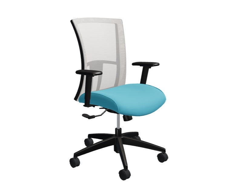 Global Vion – Lush Stone Mesh Medium Back Tilter Task Chair in Vibrant Fabric for the Modern Office, Home and Business