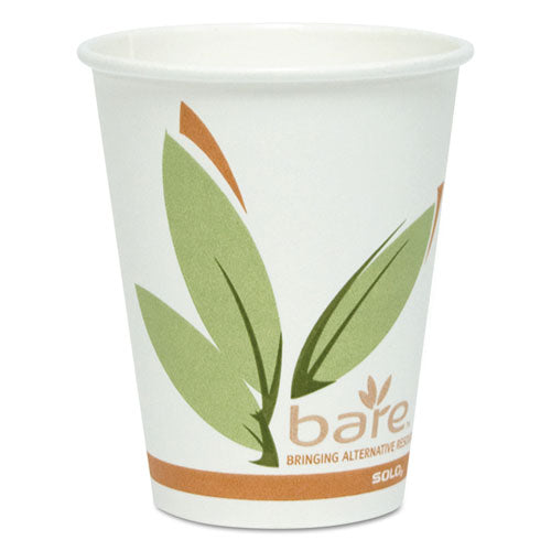 Dart Bare by Solo Eco-Forward Recycled Content PCF Paper Hot Cups, 8 oz, Green/White/Beige, 500/Carton