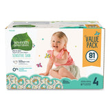 Seventh Generation Free and Clear Baby Diapers, Size 4, 22 lbs to 32 lbs, 81/Carton