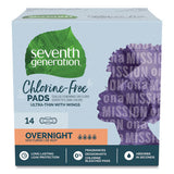 Seventh Generation Chlorine-Free Ultra Thin Pads with Wings, Overnight, 14/Pack